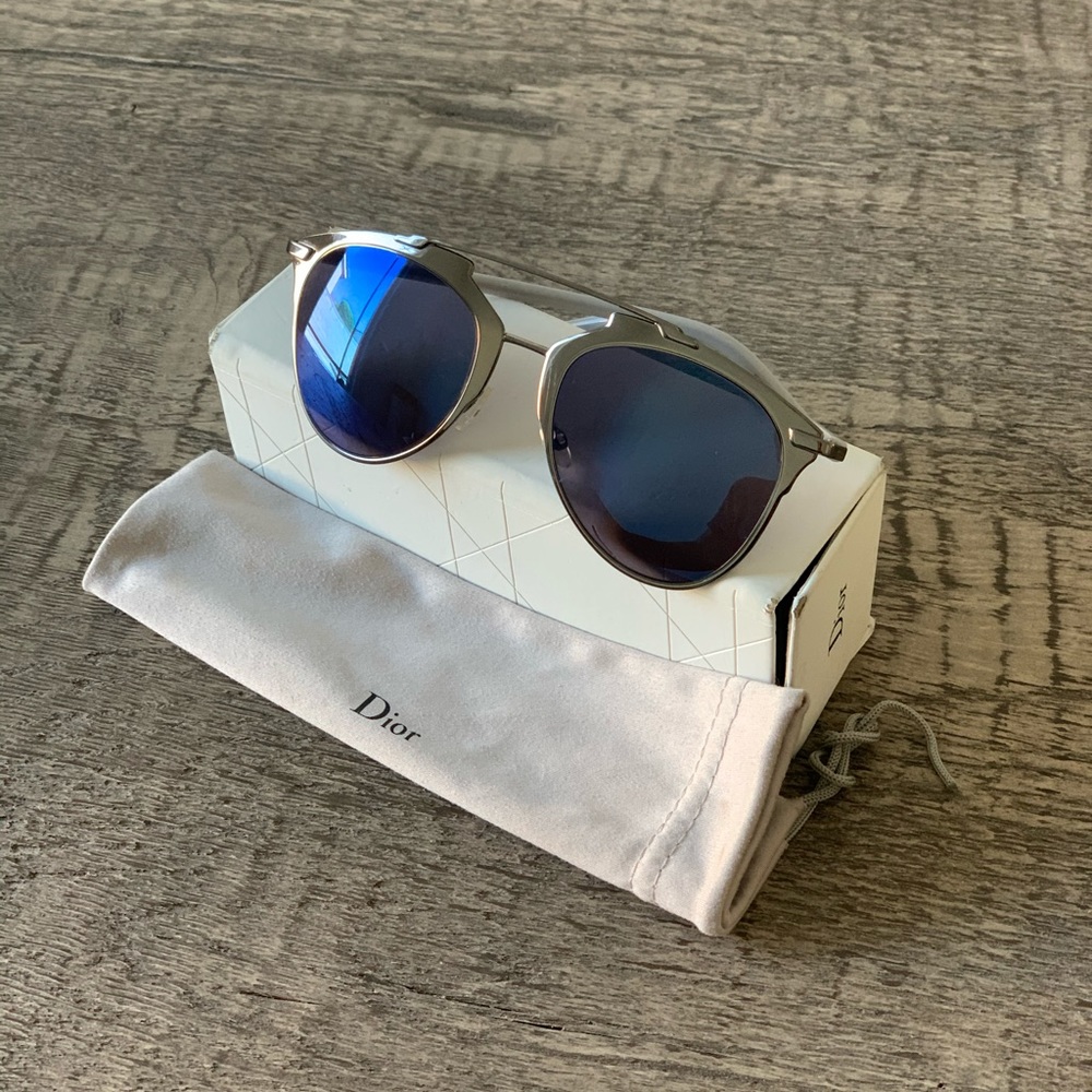 Dior reflected grey/blue oval women’s sunglasses
